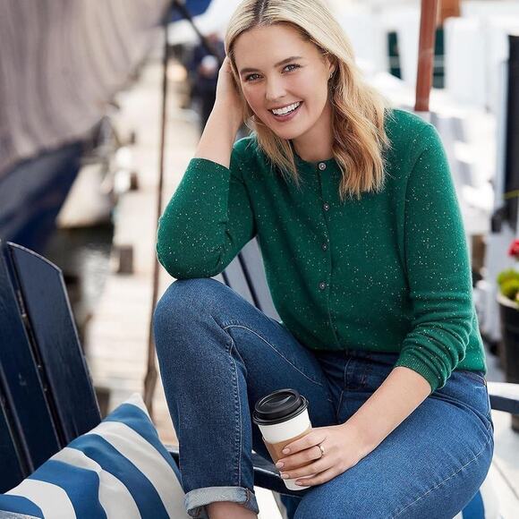 NEW Lands End Cashmere Cardigan Sz L - Picture 1 of 13